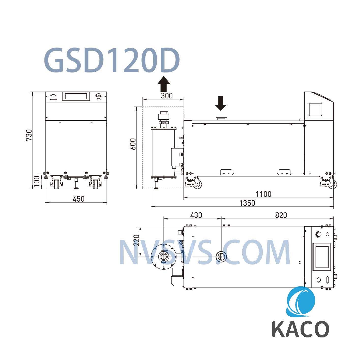 鲍斯GSD120系列无油螺杆干泵GSD120D安装尺寸图纸