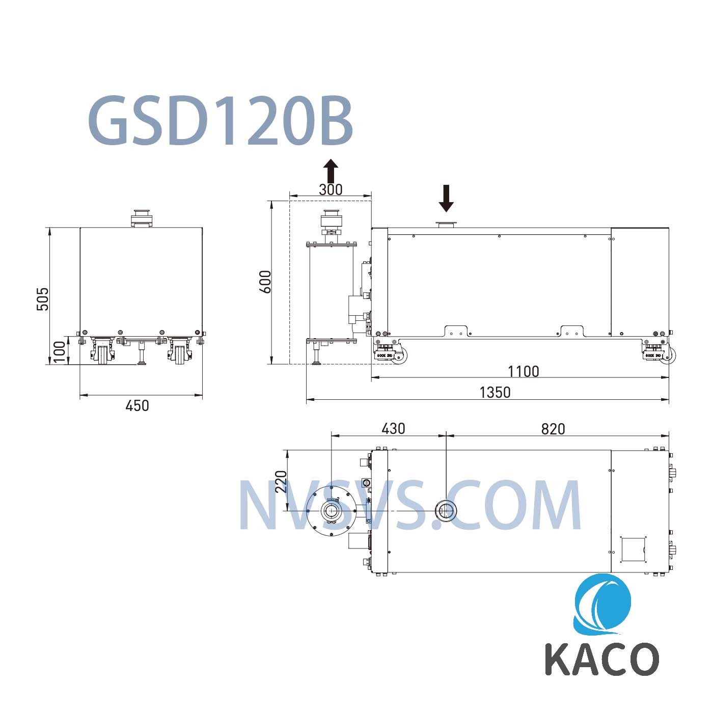 鲍斯GSD120系列无油螺杆干泵GSD120B安装尺寸图纸